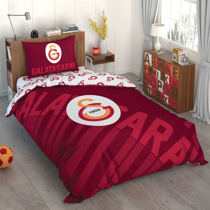 Taç Lizensiert Galatasaray Bettwäsche-Set für Einzelbett mit Rotem Logo