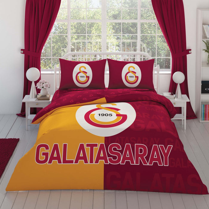 Taç Lizensiert Galatasaray Bettwäsche-Set für Doppelbett mit Parçalı Logo