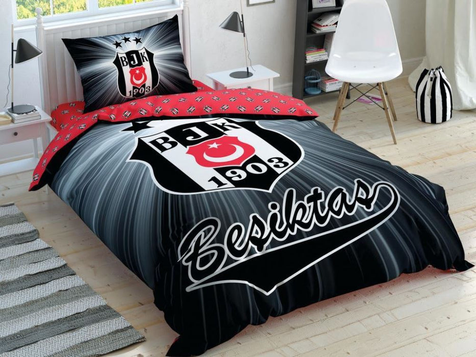 Taç Lizensiert Beşiktaş Bettwäsche-Set für Einzelbett Leuchtend/Light Glow