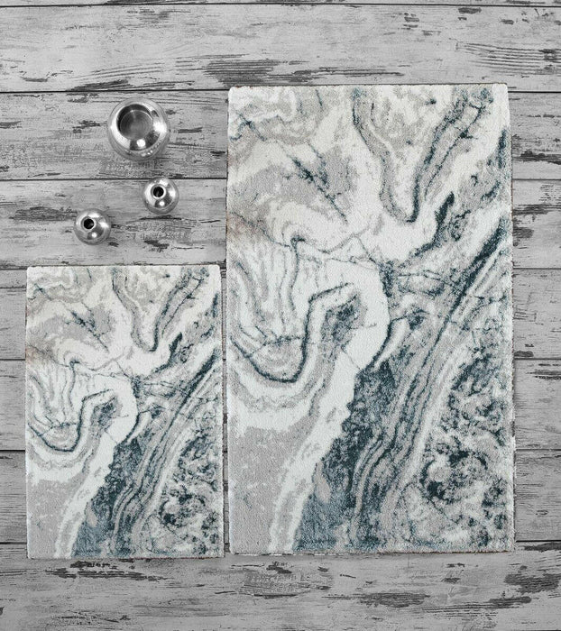 Marble 2er Badematten-Set in Aqua