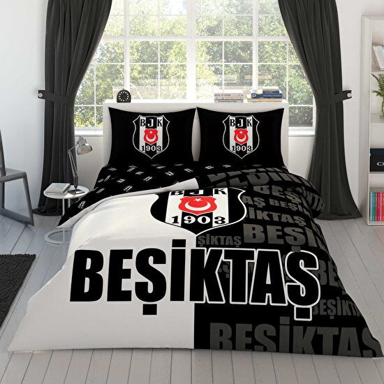 Taç Lisanslı Beşiktaş Parçalı Logolu Çift Kişilik Nevresim Takımı 200x220cm