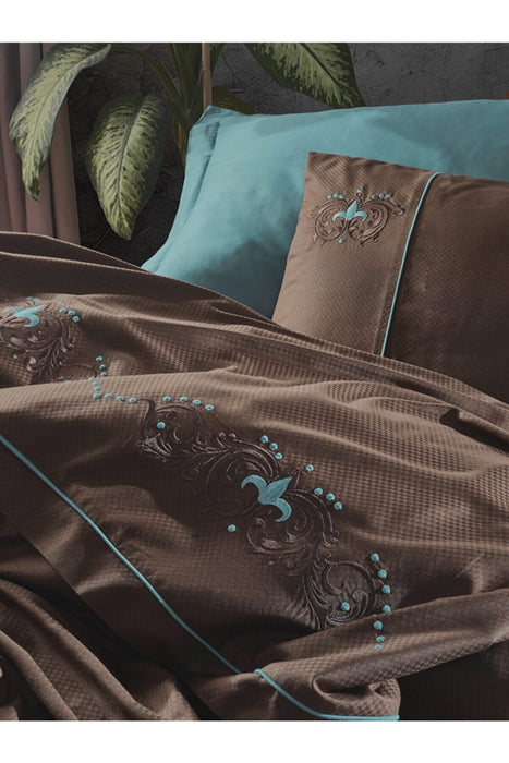 Şaheser Carla  6-teiliges Bettwäsche-Set für Doppelbetten aus 100% Baumwoll-Satin