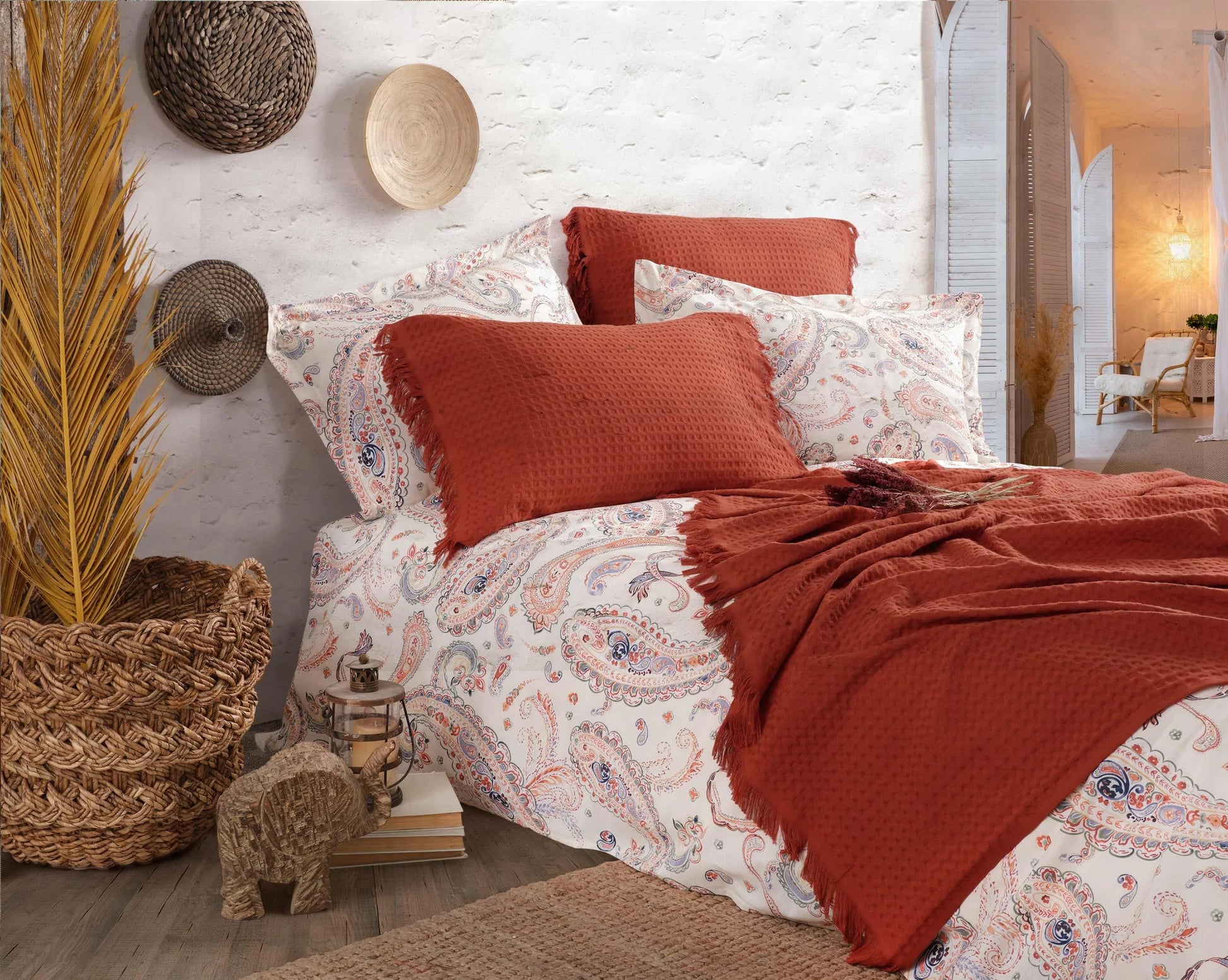Iyi Geceler Istanbul: Boho Chic Pique-Set %100 Baumwolle in 220x240cm Farbe Zimt