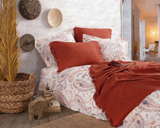 Iyi Geceler Istanbul: Boho Chic Pique-Set %100 Baumwolle in 220x240cm Farbe Zimt