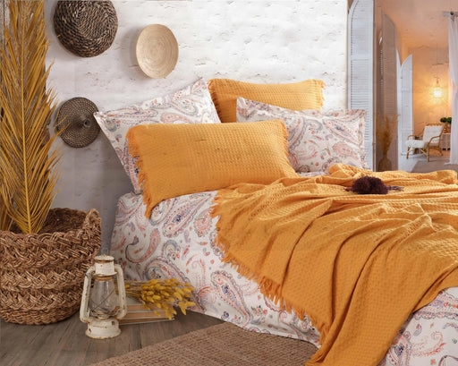 Iyi Geceler Istanbul: Boho Chic Pique-Set %100 Baumwolle in 220x240cm in Senfgelb