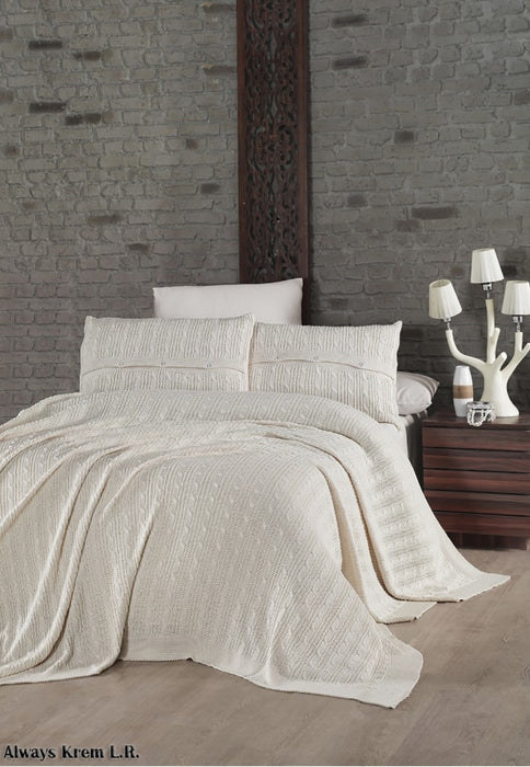Luxurahome Collection: Strick Bett- / Tagesecke - ohne Kissenbezug