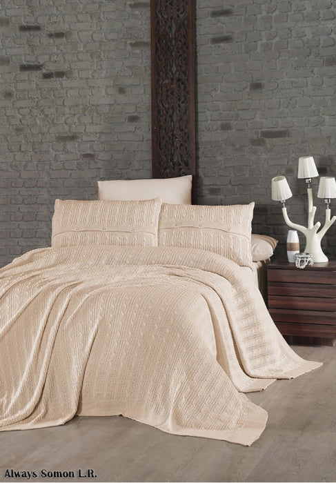 Luxurahome Collection: Strick Bett- / Tagesecke - ohne Kissenbezug