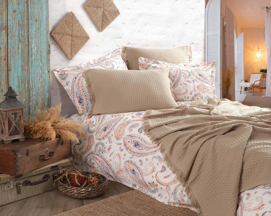 Iyi Geceler Istanbul: Boho Chic Pique-Set %100 Baumwolle in 220x240cm in Cappuccino