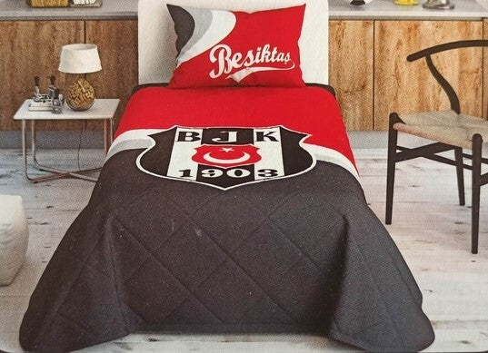 Taç Lizensiert Beşiktaş Bettdeckenset für Einzelbett mit BJK Logo 160x230cm