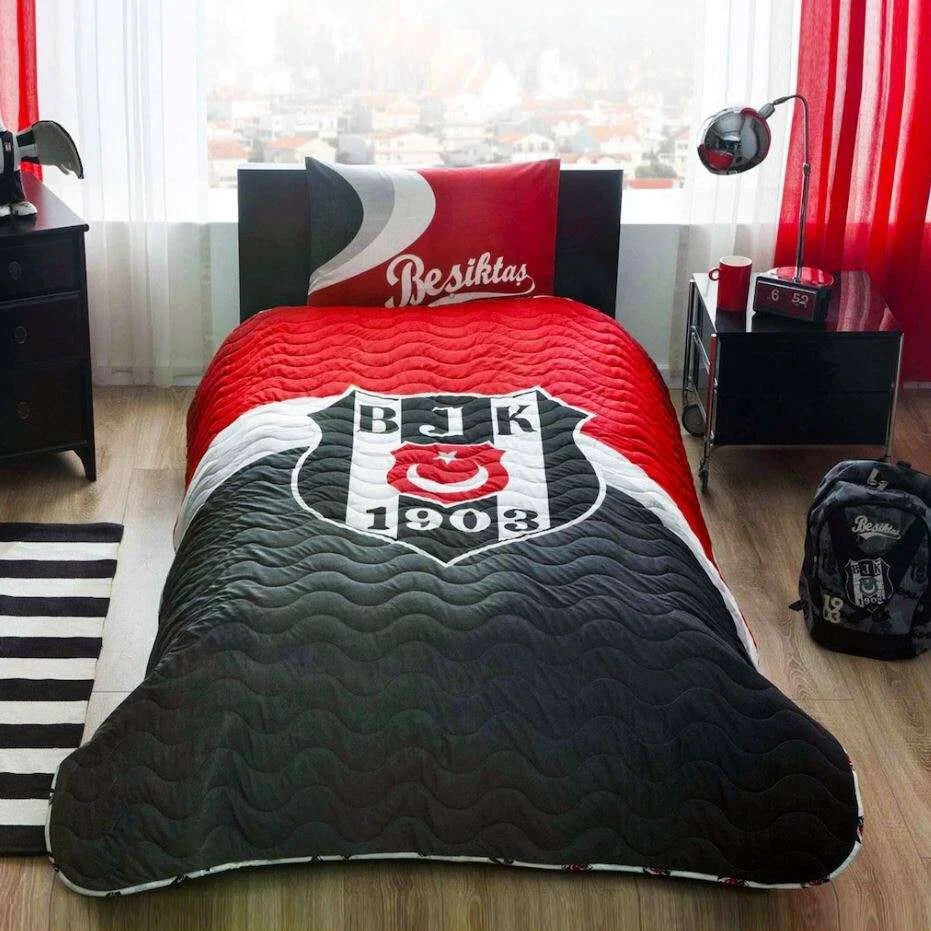 Taç Lizensiert Beşiktaş Bettdeckenset für Einzelbett mit BJK Logo 160x230cm