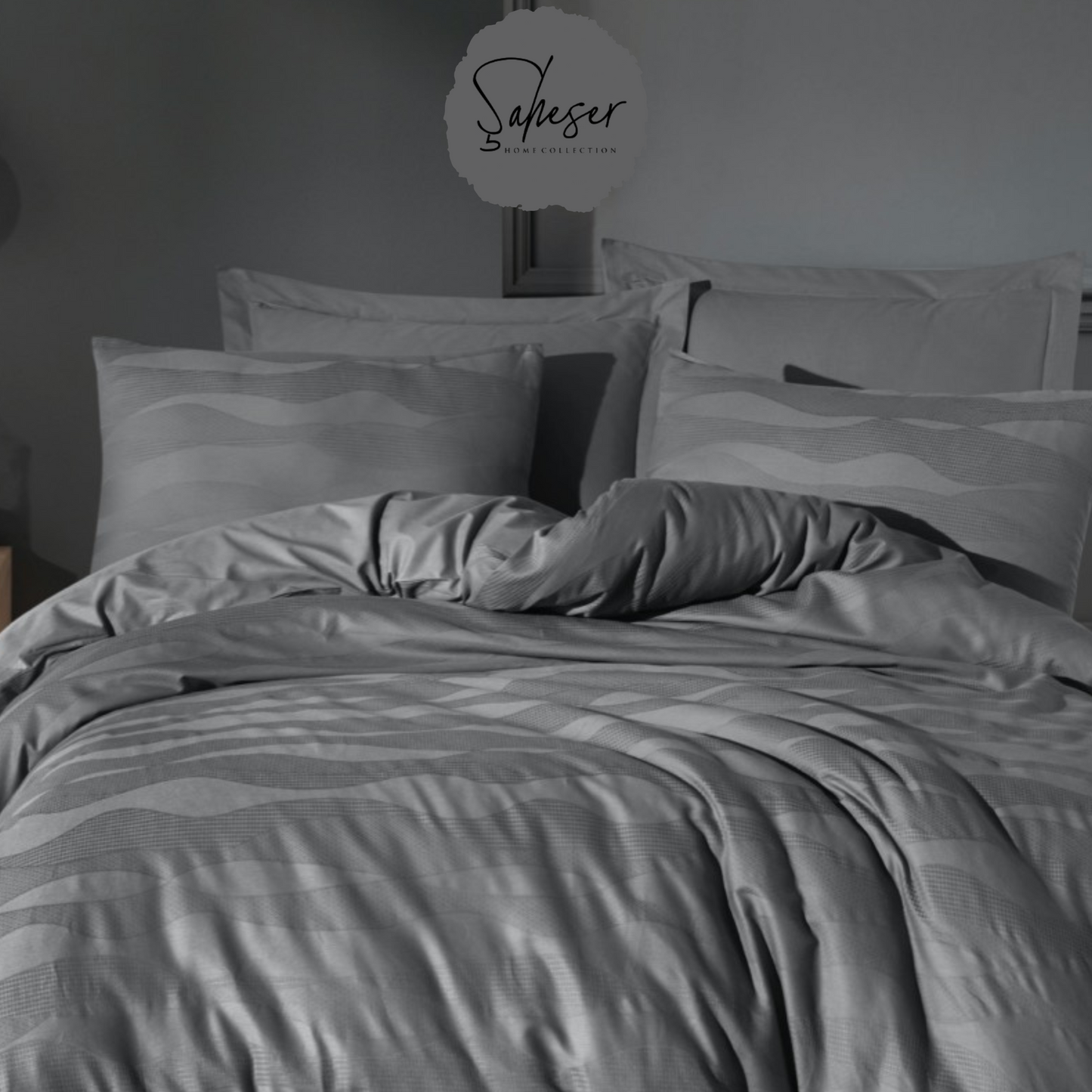 Şaheser Greta 6-teiliges Bettwäsche-Set für Doppelbetten aus 100% Baumwoll-Satin