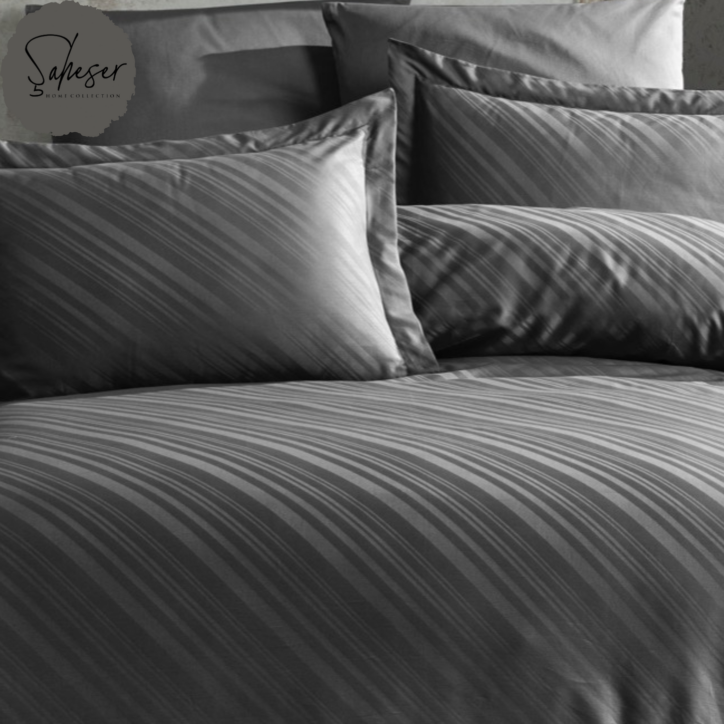 Şaheser Venita 6-teiliges Bettwäsche-Set für Doppelbetten aus 100% Baumwoll-Satin