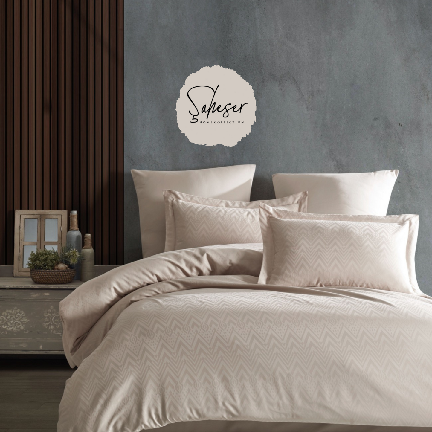 Şaheser Golden 6-teiliges Bettwäsche-Set für Doppelbetten aus 100% Baumwoll-Satin