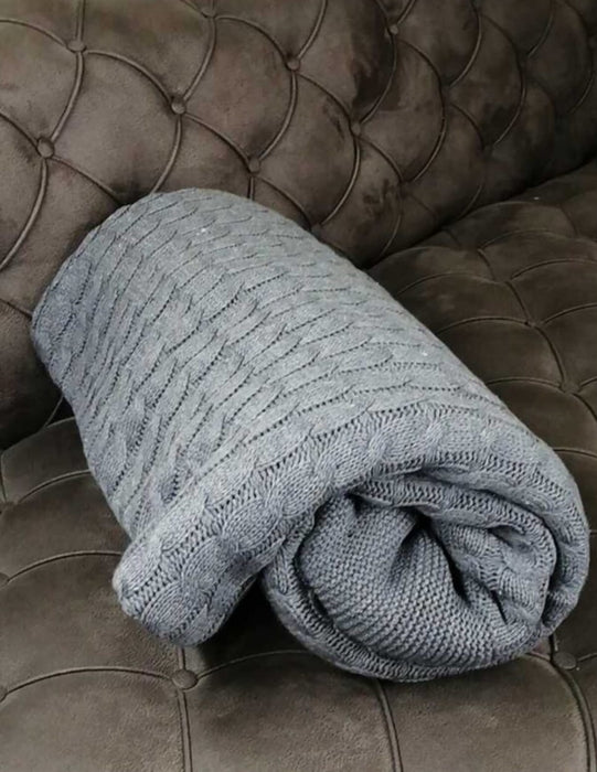Luxurahome Collection: Strick Bett- / Tagesdecke aus 100% Baumwolle
