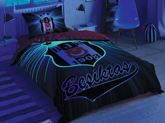 Taç Lizensiert Beşiktaş Bettwäsche-Set für Einzelbett Leuchtend/Light Glow