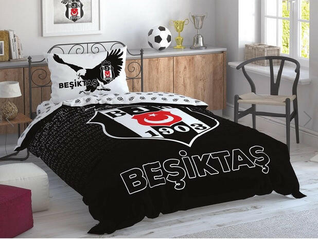 Taç Lizensiert Beşiktaş Bettwäsche-Set für Einzelbett mit Hymne/Marşlı 160x220cm