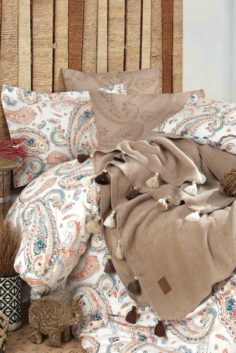 İyi Geceler İstanbul Boho Chic Battaniye Nevresim Takımı Cappucino 