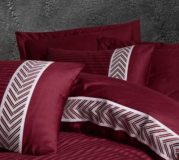 Şaheser Brilliant 6-teiliges Bettwäsche-Set für Doppelbetten aus 100% Baumwoll-Satin