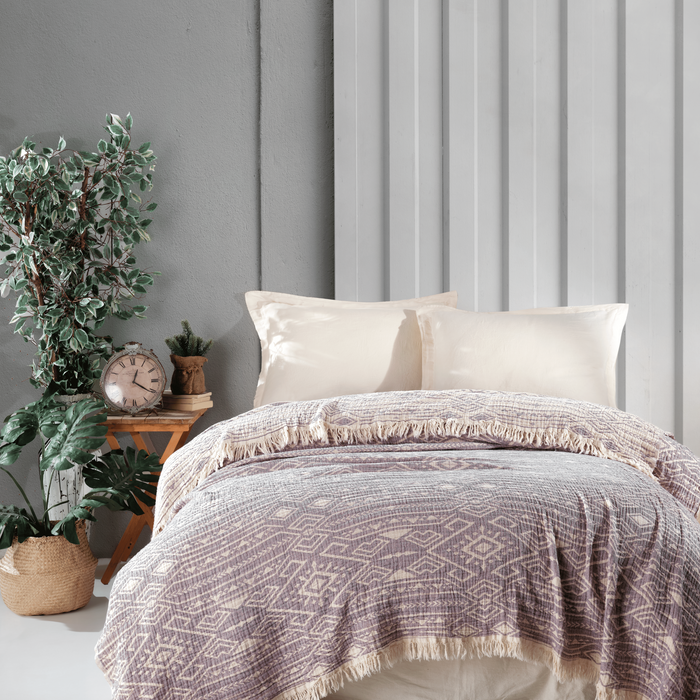 Şaheser Etno Premium Musselin Tagesdecke aus 100% Baumwolle Oeko-Tex®