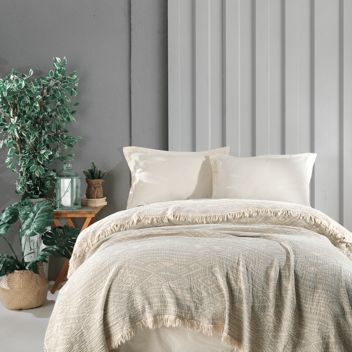 Şaheser Etno Premium Musselin Tagesdecke aus 100% Baumwolle Oeko-Tex®