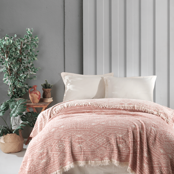 Şaheser Etno Premium Musselin Tagesdecke aus 100% Baumwolle Oeko-Tex®