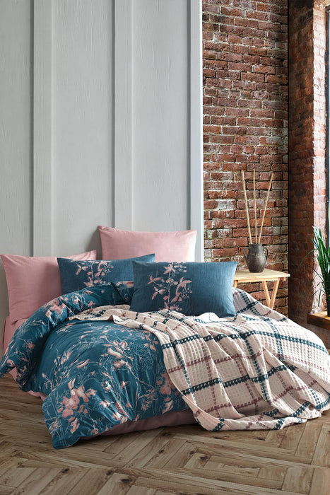 Iyi Geceler Istanbul - Wilbourn Bettwäsche Set mit Decke 200x220 Farbe: Petrol Blau